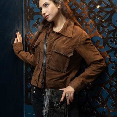Women's Artisan Suede Cross Stitch Jacket