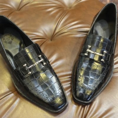 "Echelon" Croc Leather Loafers