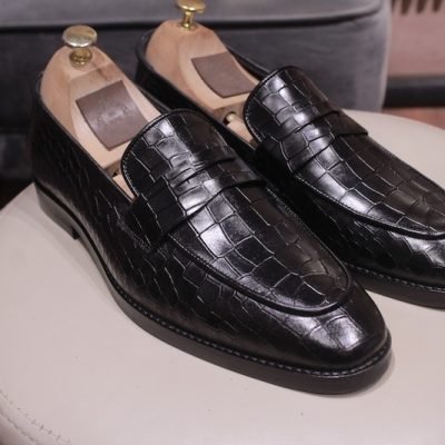 Savoy - Black Croc Penny Loafer