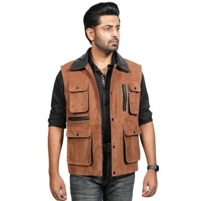 Fabia Suede leather sleeveless jacket