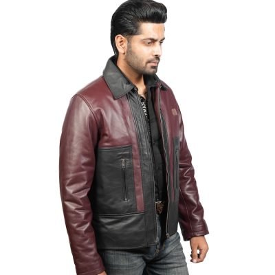 Midnight Maroon – Dual-Tone Leather Jacket