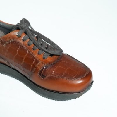 Sienna Croc Textured Leather Sneakers
