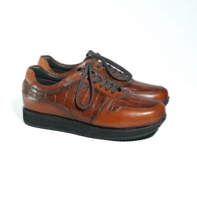 Sienna Croc Textured Leather Sneakers