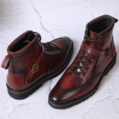 Leather Brown Light Weight Biker Boots