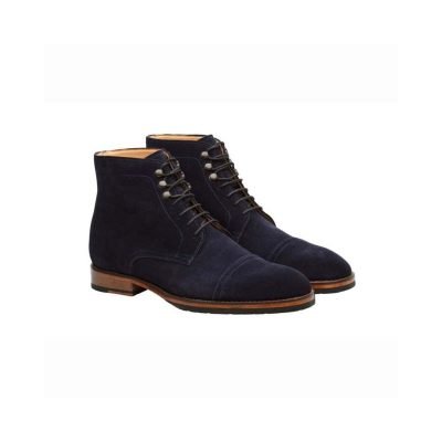 HandMade Lightmaterial Classic Design Navy Suede Boots