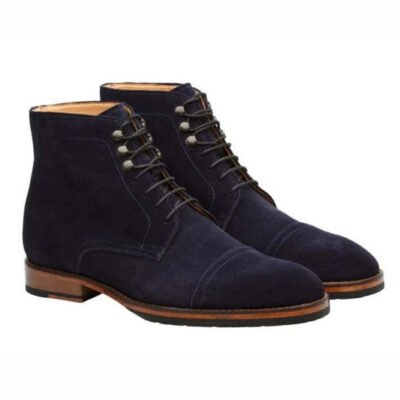 HandMade Lightmaterial Classic Design Navy Suede Boots
