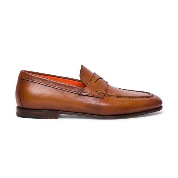 Men’s brown leather penny loafer
