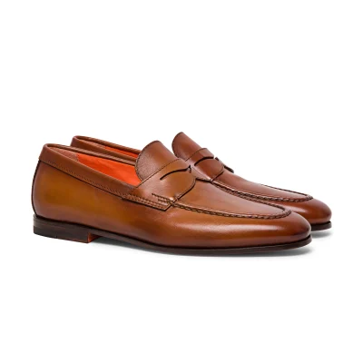 Men’s brown leather penny loafer