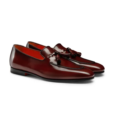 Men's burgundy leather tassel loafer