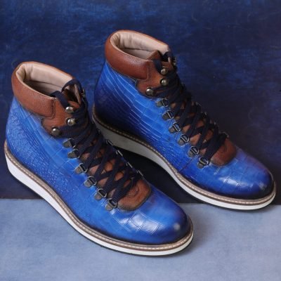 Noa Textured Hiker Style Laceup Boots – Blue