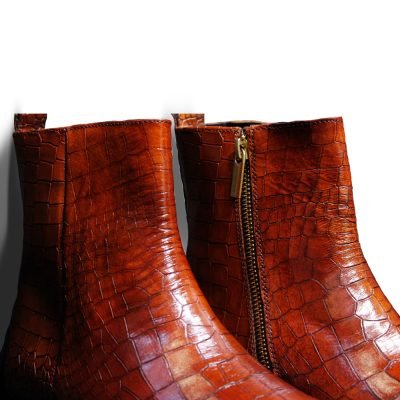 Cognac Croc Chelsea Boots