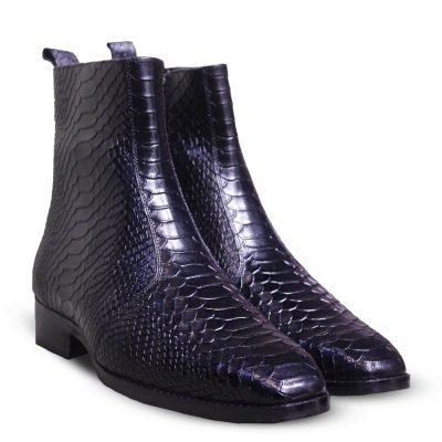 Obsidian Python Red Bottom Chelsea Boots