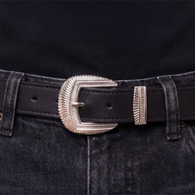 Mitch Silver Spur Leather Belt