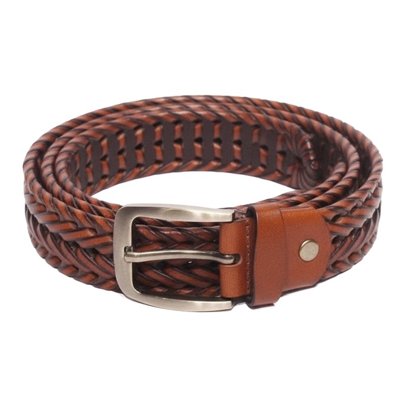 Braided Heritage – Handwoven Tan Leather Belt by Mitch