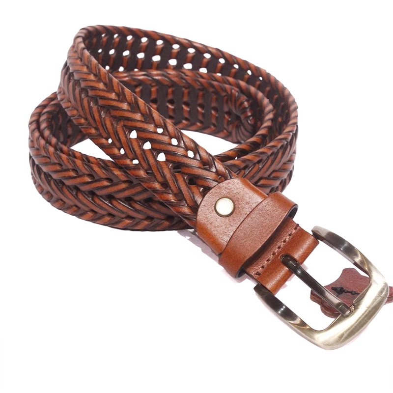 Braided Heritage – Handwoven Tan Leather Belt by Mitch