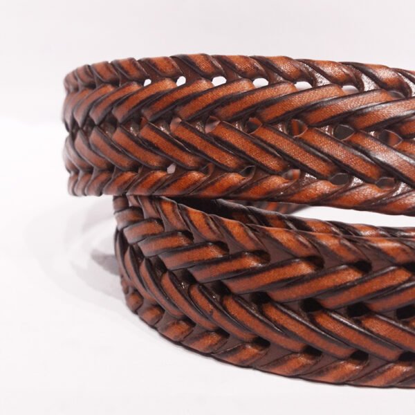 Braided Heritage – Handwoven Tan Leather Belt by Mitch