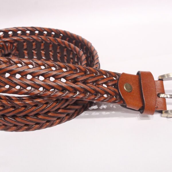 Braided Heritage – Handwoven Tan Leather Belt by Mitch