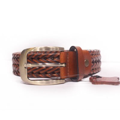 Braided Heritage – Handwoven Tan Leather Belt by Mitch