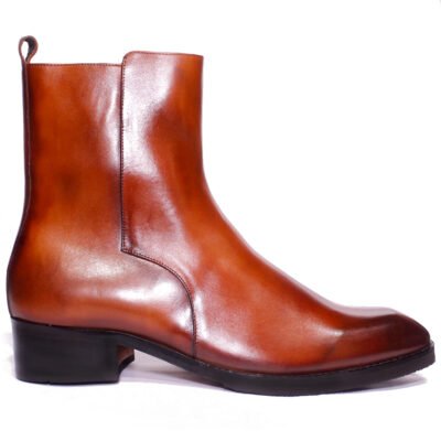 Aurelius Tan Leather Zip Boots
