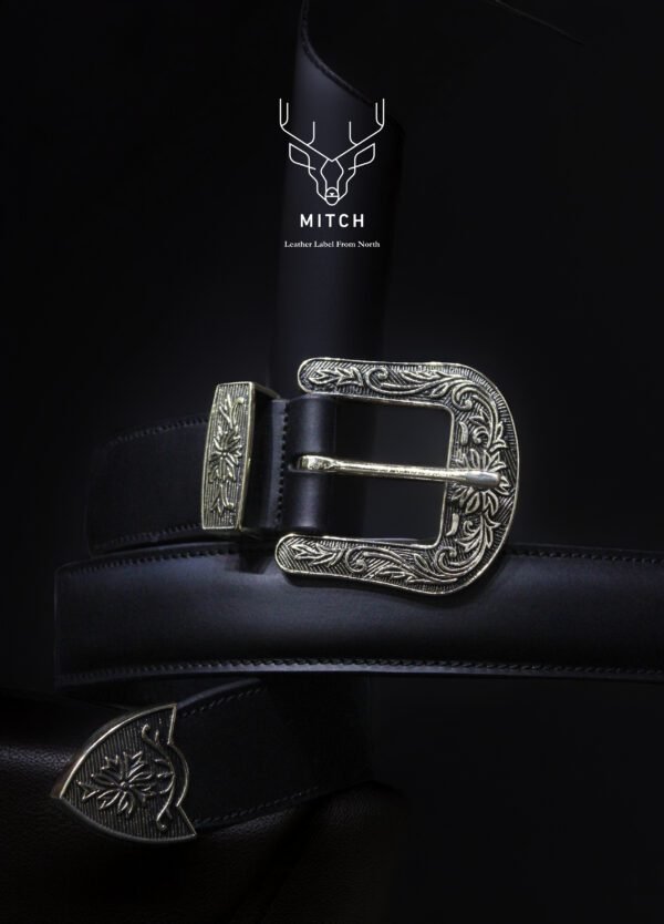 Gaucho Cowboy Handcrafted Leather Belt with Vintage Buckle - Image 3