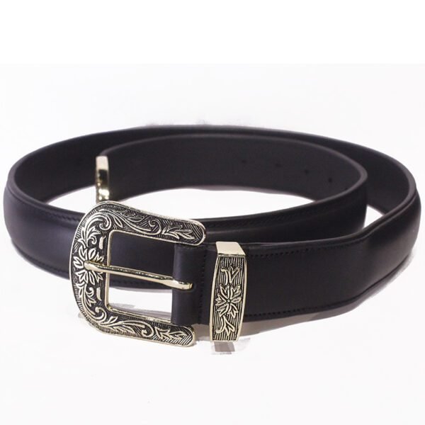 Puffer Hold – Cowboy Leather Belt with Ornate Buckle