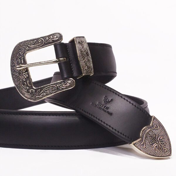 Puffer Hold – Cowboy Leather Belt with Ornate Buckle - Image 3