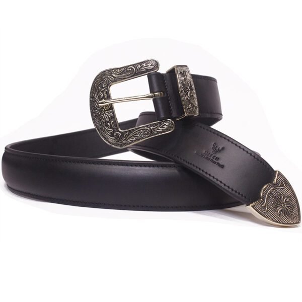 Puffer Hold – Cowboy Leather Belt with Ornate Buckle - Image 4