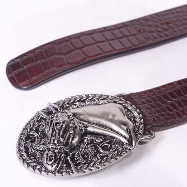 Saturn Croc – Croc-Embossed Leather Belt with Horse Buckle - Image 2