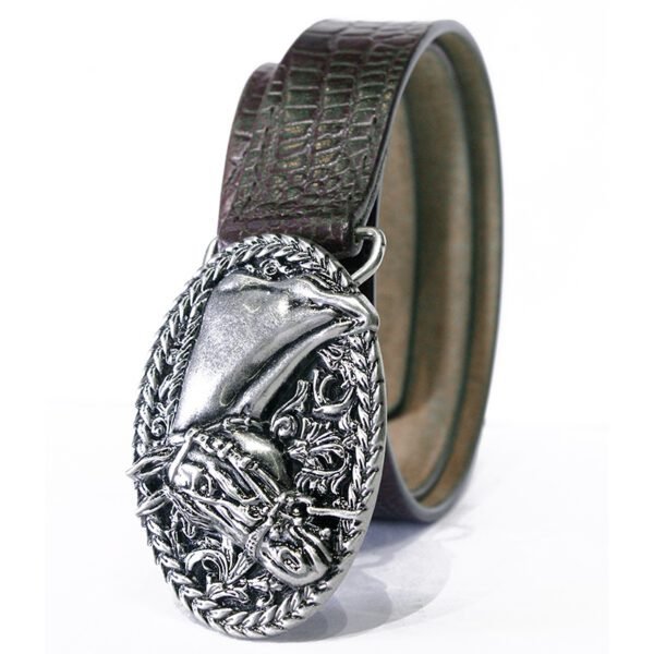 Saturn Croc – Croc-Embossed Leather Belt with Horse Buckle - Image 3