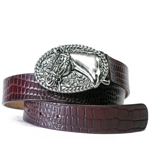 Saturn Croc – Croc-Embossed Leather Belt with Horse Buckle - Image 4
