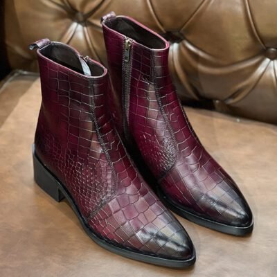 Dynamo Croc Luxury Burgundy Crocodile Leather Boots by ShoeBespoke
