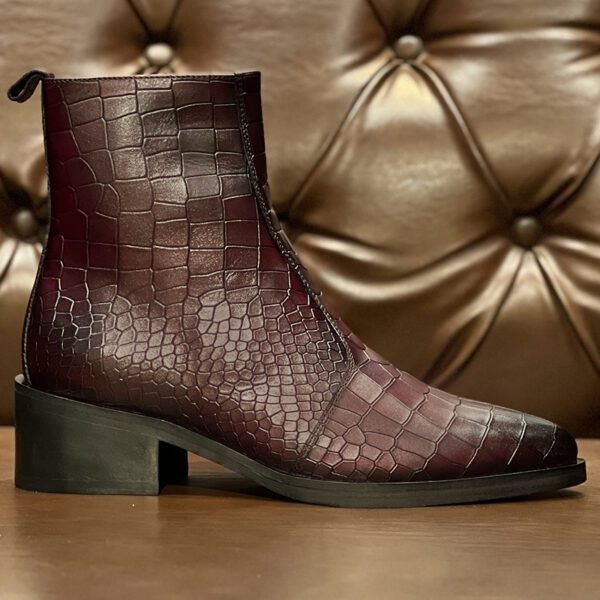 Dynamo Croc Luxury Burgundy Crocodile Leather Boots by ShoeBespoke