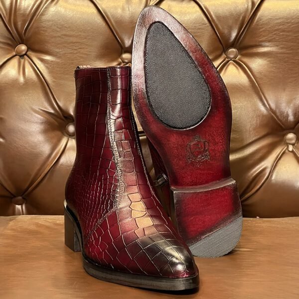 Dynamo Croc Luxury Burgundy Crocodile Leather Boots by ShoeBespoke