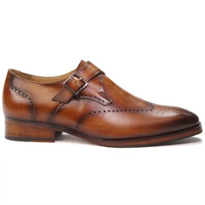 Cognac Crest Monk Strap