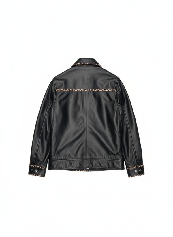 Mitch Luxury Elite Leopard Detailing Sheep Napa Leather Jacket - Image 4