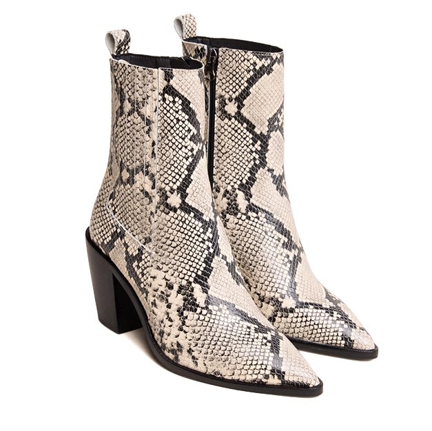 Handcrafted White Python Patent Leather Boots