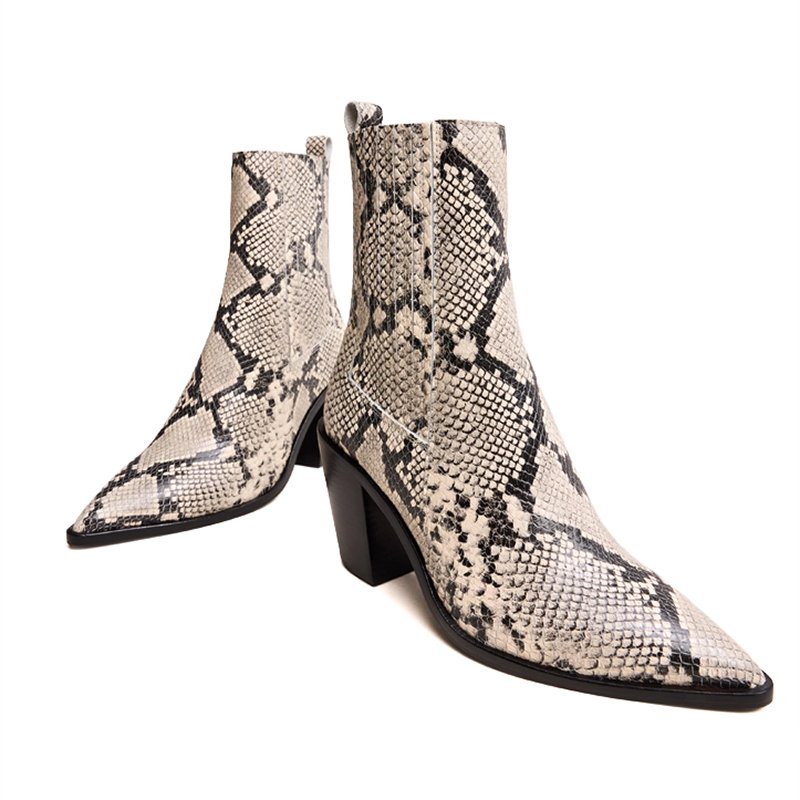 Handcrafted White Python Patent Leather Boots